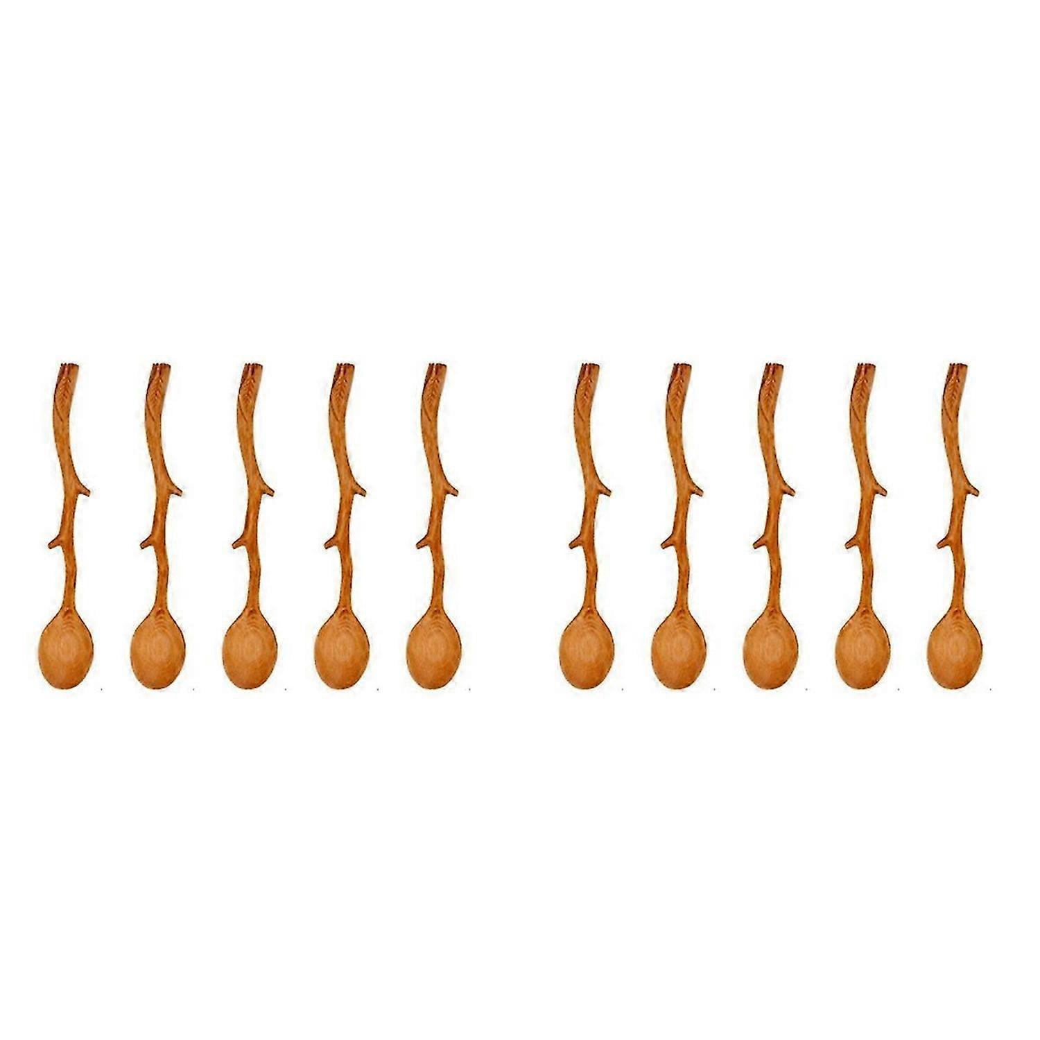 5 Pcs Japanese Style Beech Spoons,Coffee Stirring Spoon,Tableware