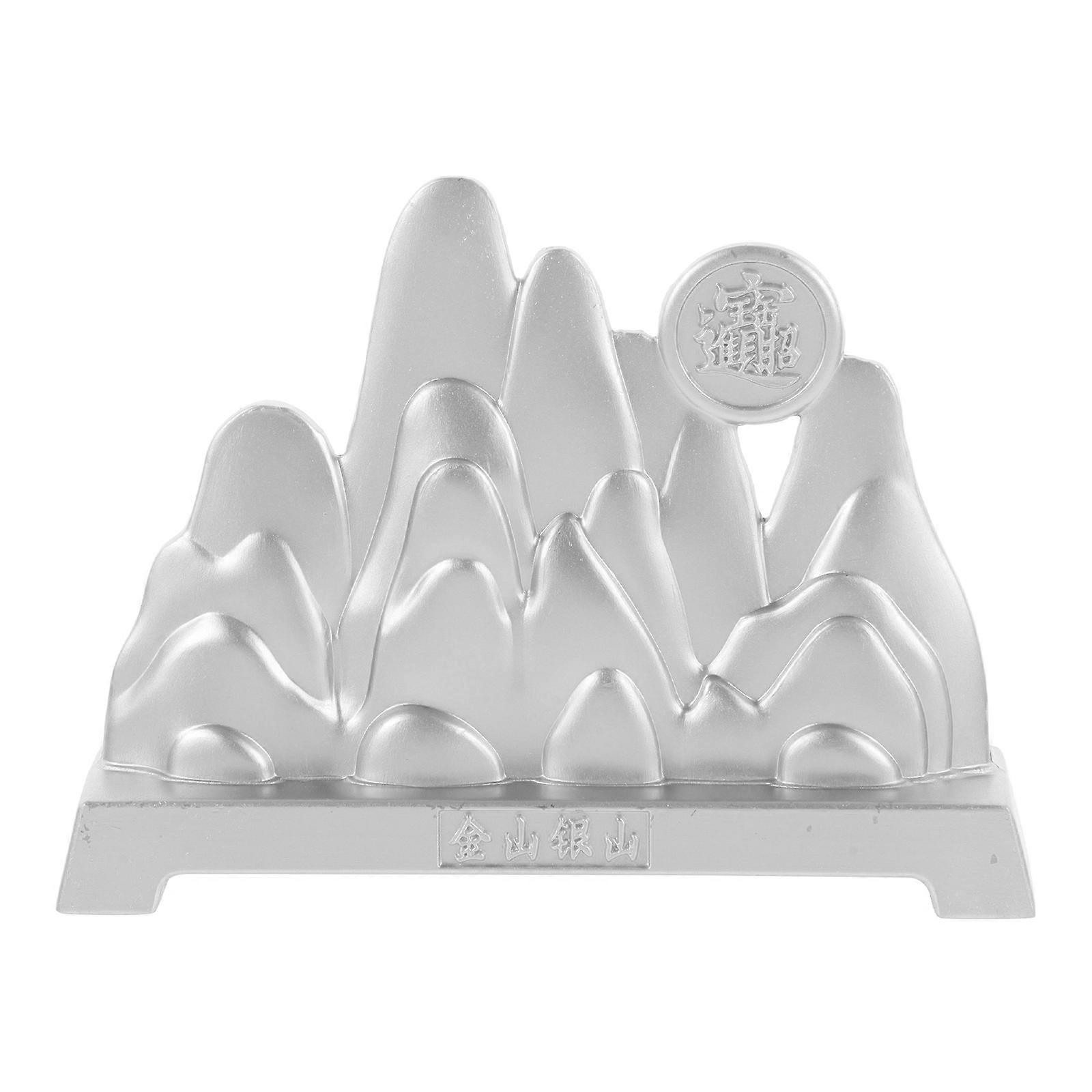 Alloy Figures Desktop Mountain Sculpture for Decor Elegant Silver