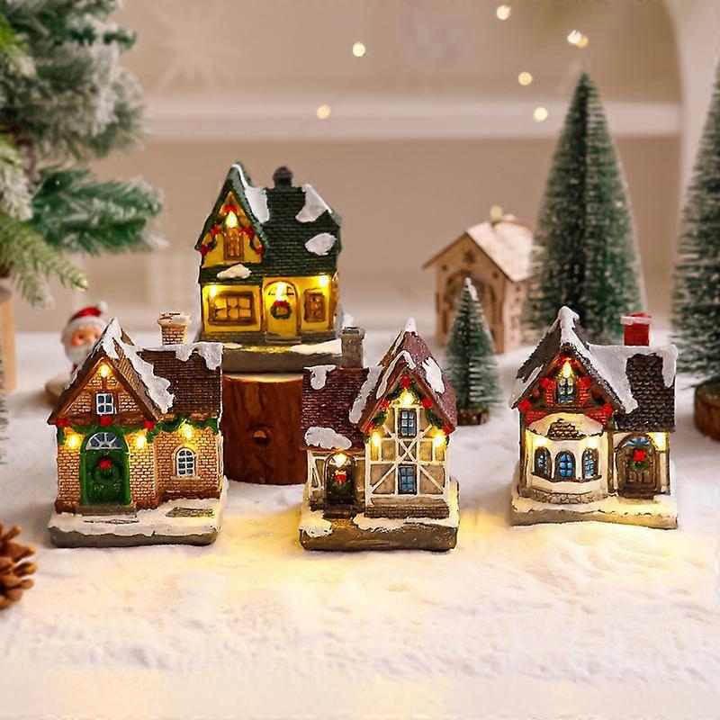 Resin small house Christmas decorations micro landscape resin house small ornaments Christmas gifts Christmas ornaments
