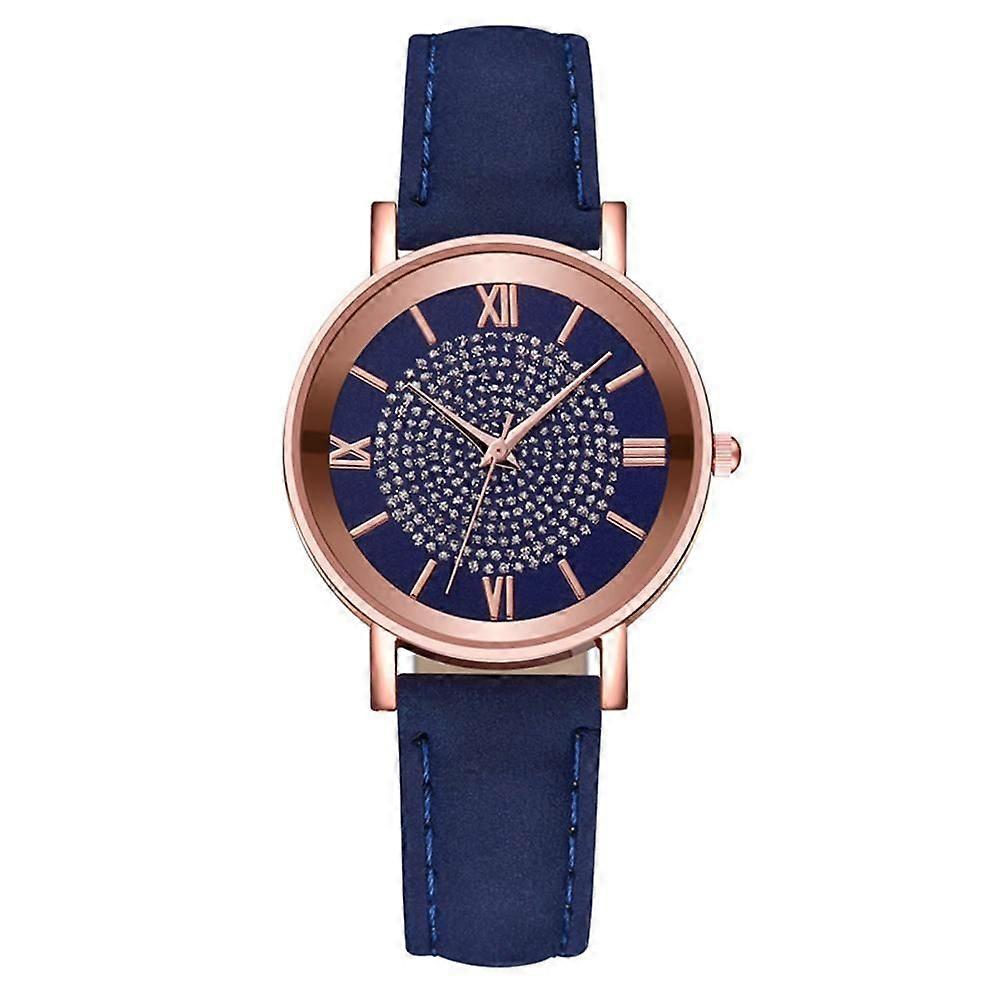 Women Fashion Watch Roman Scale Quartz Movement Waterproof Wristwatch for Daily and Office Use Blue