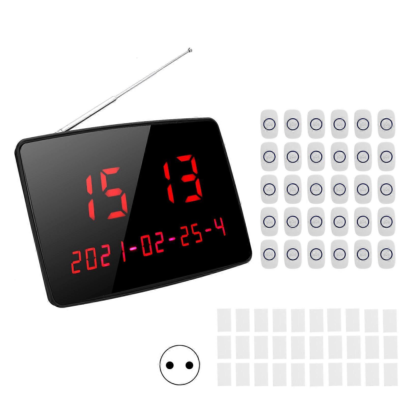 Wireless Calling System 1 to 30 Button Pager Restaurant Take Meal Equipment 110240VEU Plug
