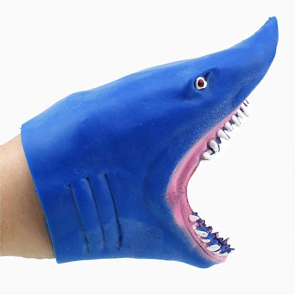 Soft Gel Shark Hand Puppet Toy for Kids Playing 1Pcs Blue Ocean Simulation