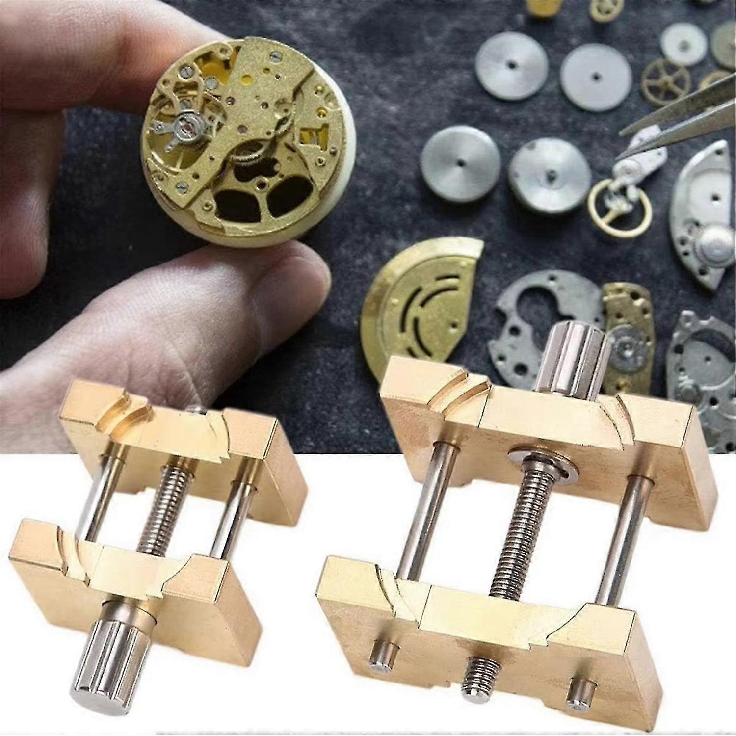 2Pcs Brass Watch Movement Holder Fixed Base Multi Function for Watchmaker Watch Clamp Watches Repair