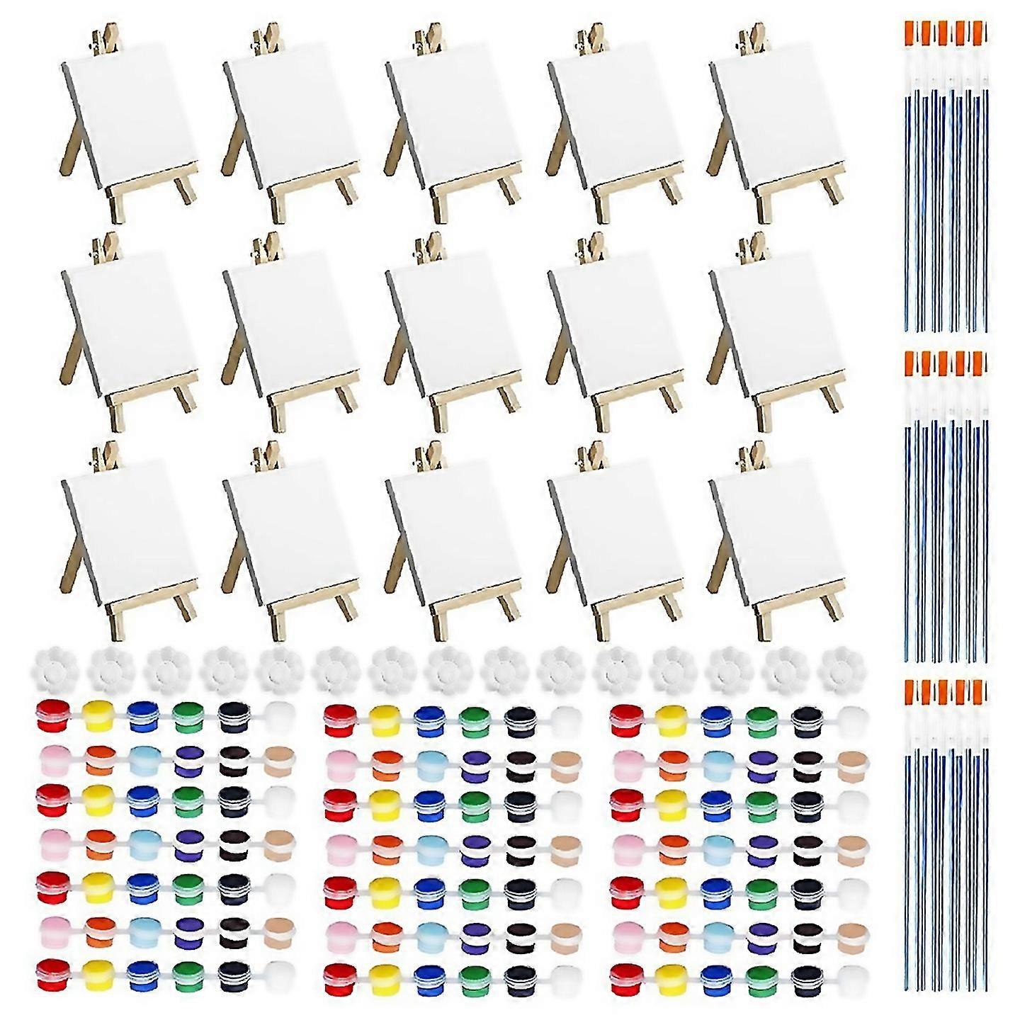 For 15 Set Mini Canvas And Easel Set 4 X 4 Inch Mini Canvas