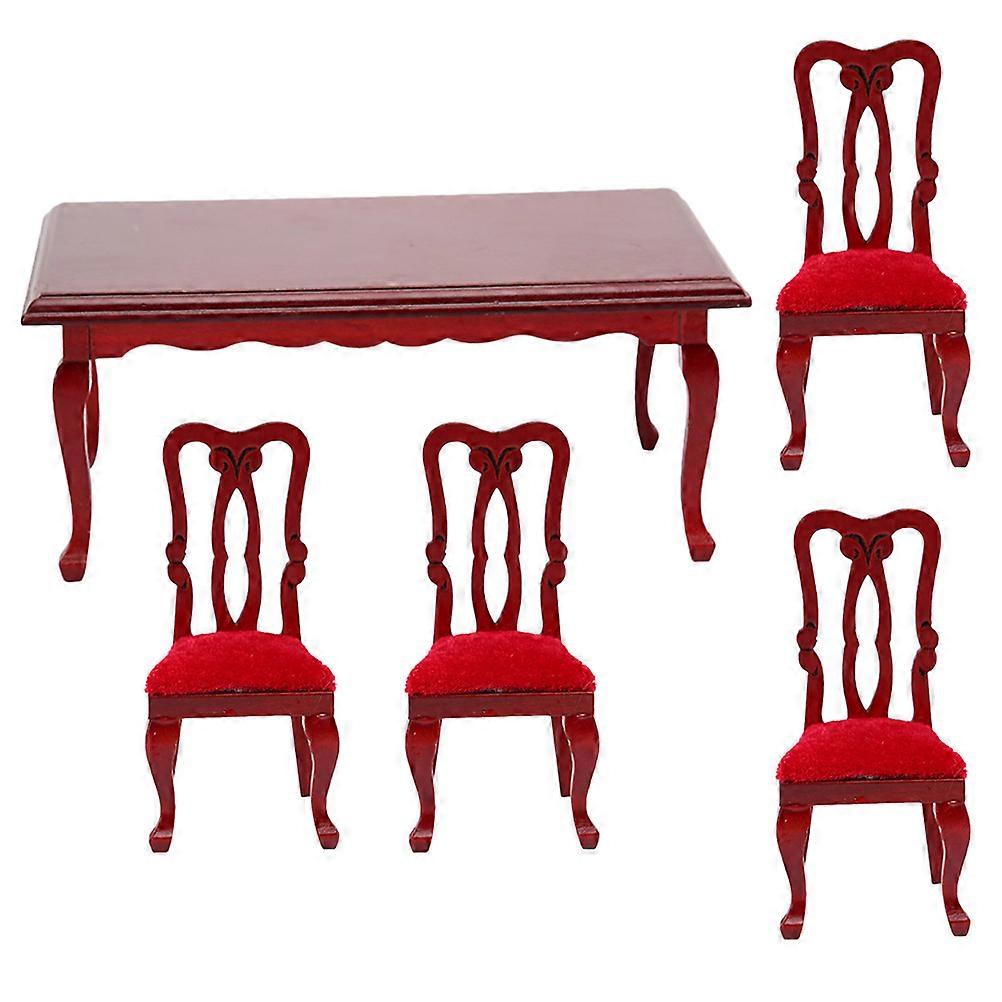 Miniature House Accessories Wooden Tiny House Table Chairs for Decor 1Set