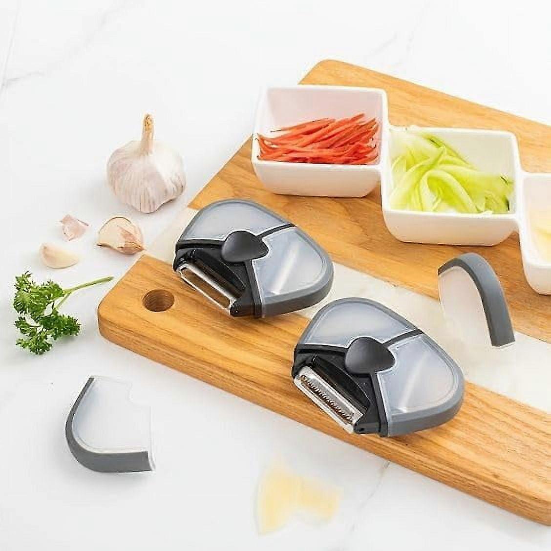 3 in 1 Mini Vegetable Slicer for kitchen, Potato Peeler Stainless Steel Shredder Slicer for Cabbage, compatible with Apple, Carrot(2Pcs)