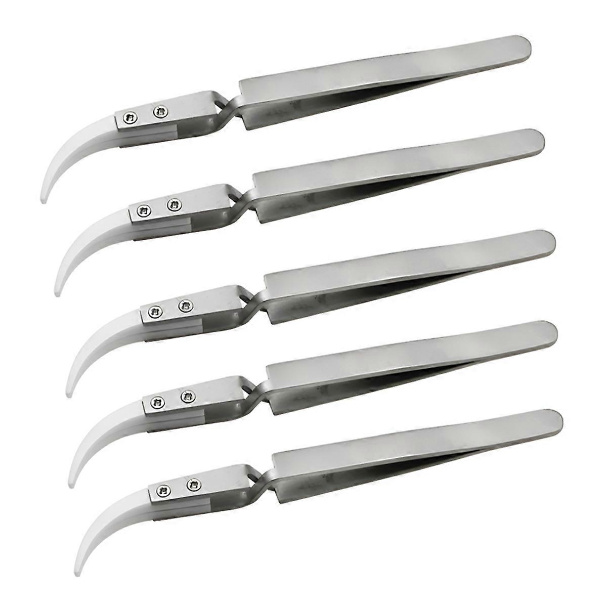 5PCS Ceramic Tip Electronic Soldering Tweezers,Anti-Static,A