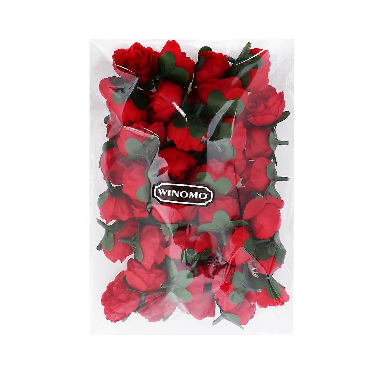 Silk Red Rose Head for Wedding Decoration Artificial Flower 2Pcs Pack