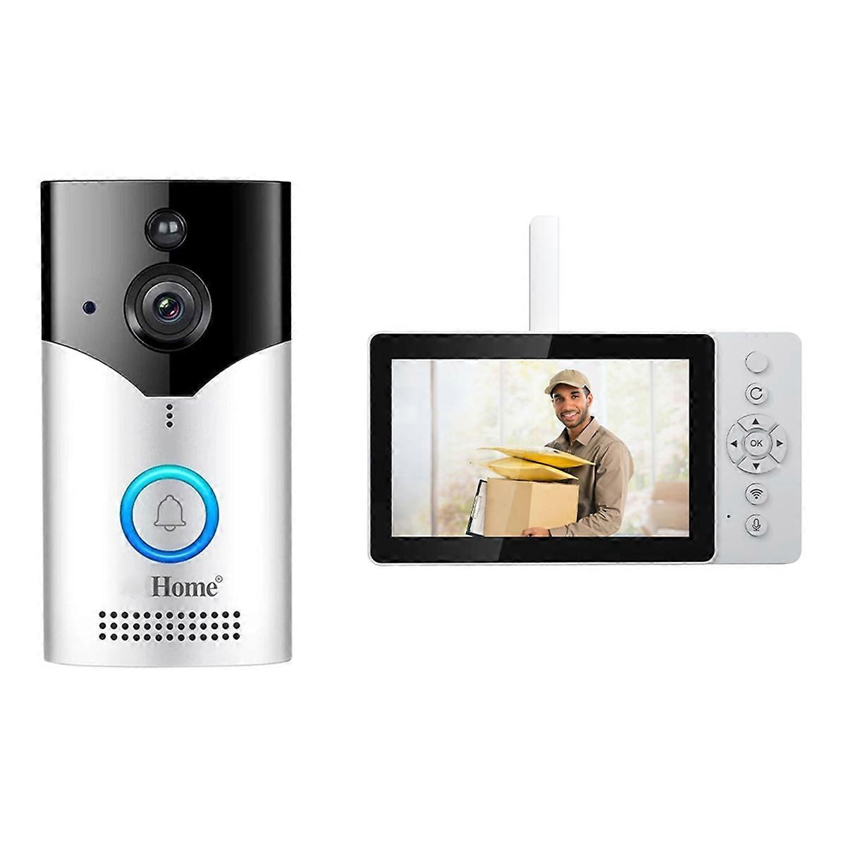 SH054 Campainha sem fio com tela de 5 polegadas, 4MP, 1440p, Wi-Fi, ângulo amplo de 120 graus, vídeo porteiro, porta visual