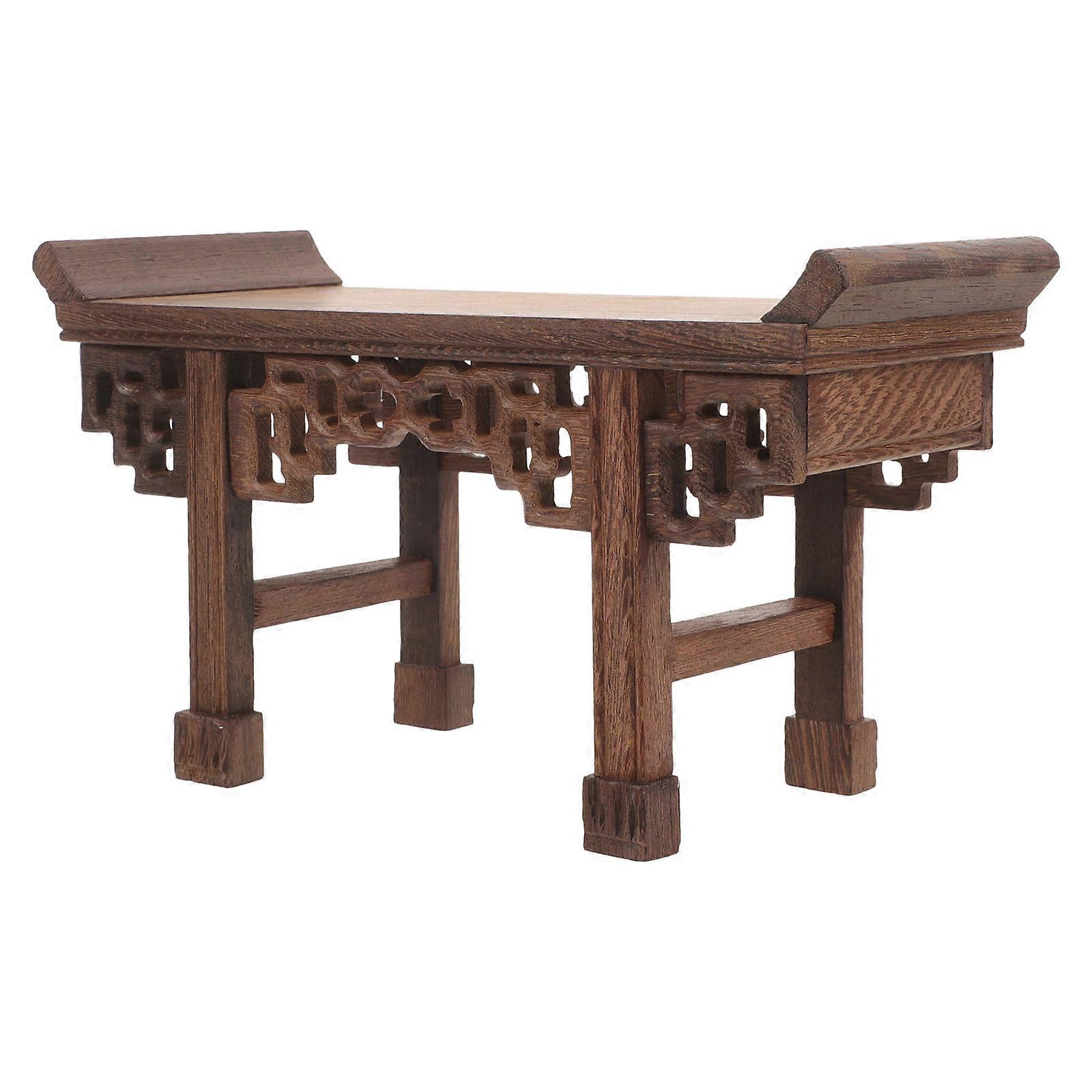 Rectangular Wooden Base 2Pcs Flowery Display Stand Brown Color Space-saving Solution For Office And Home