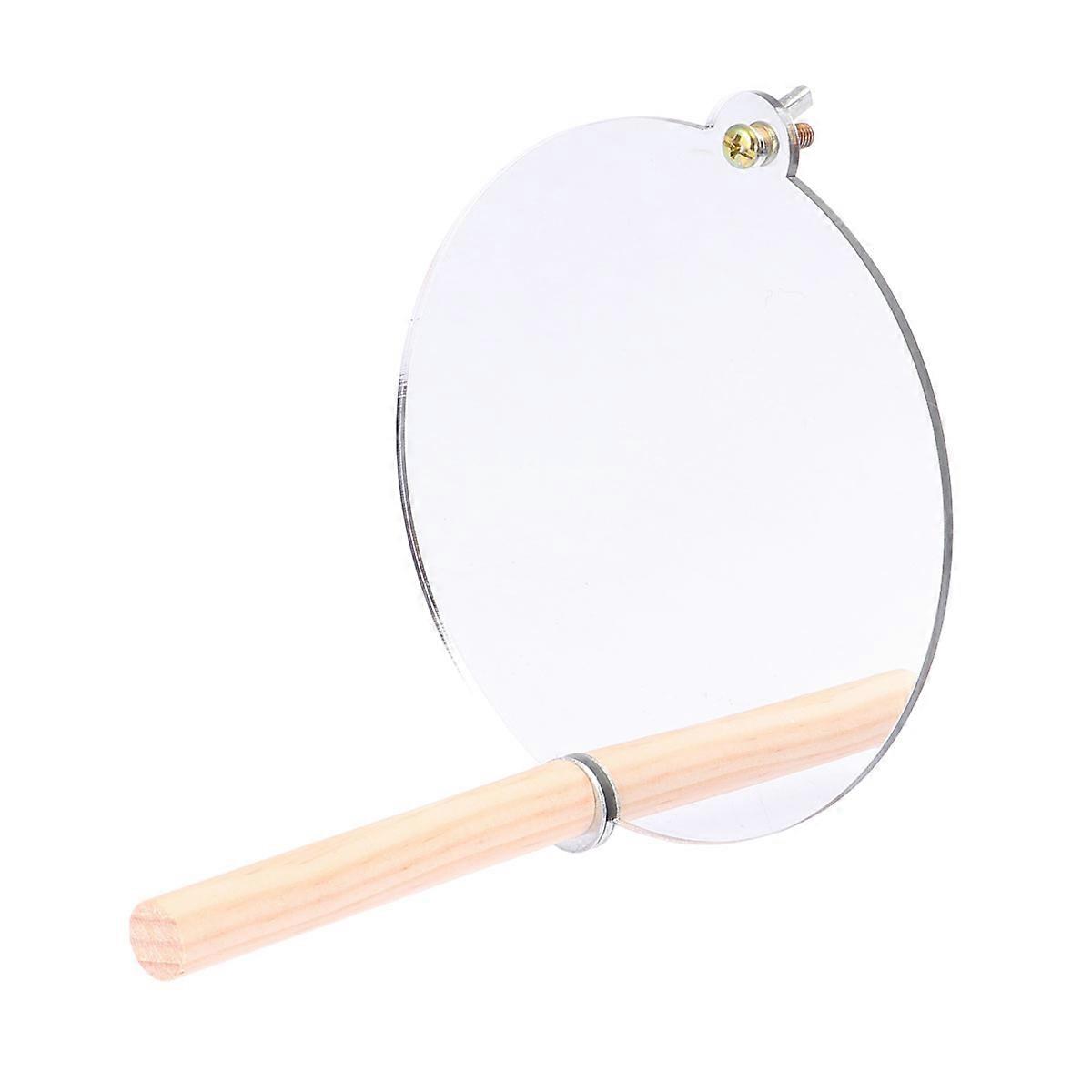 Parrot Mirror Beige Wooden Stand with Mirror Self-View for Pet Parrot Supplies