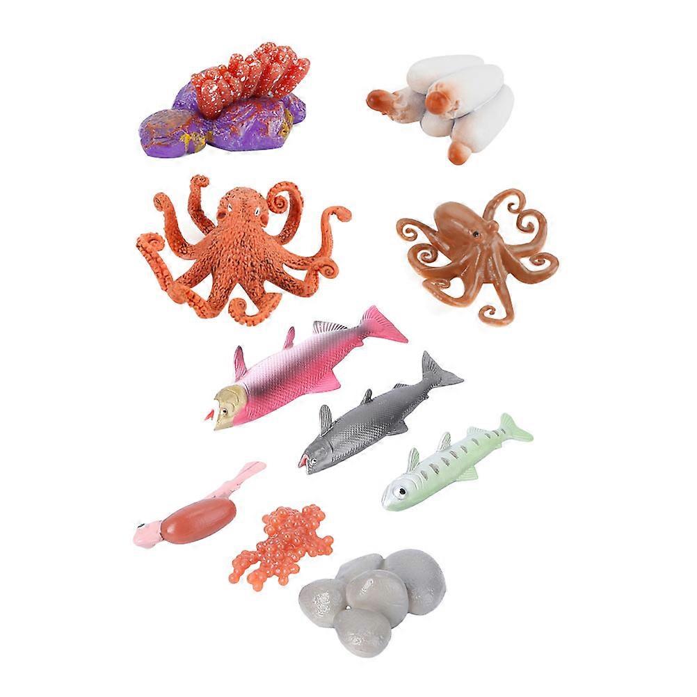 Salmon Octopus Growth Model Fish Figure Model for Kids Playing 4Sets