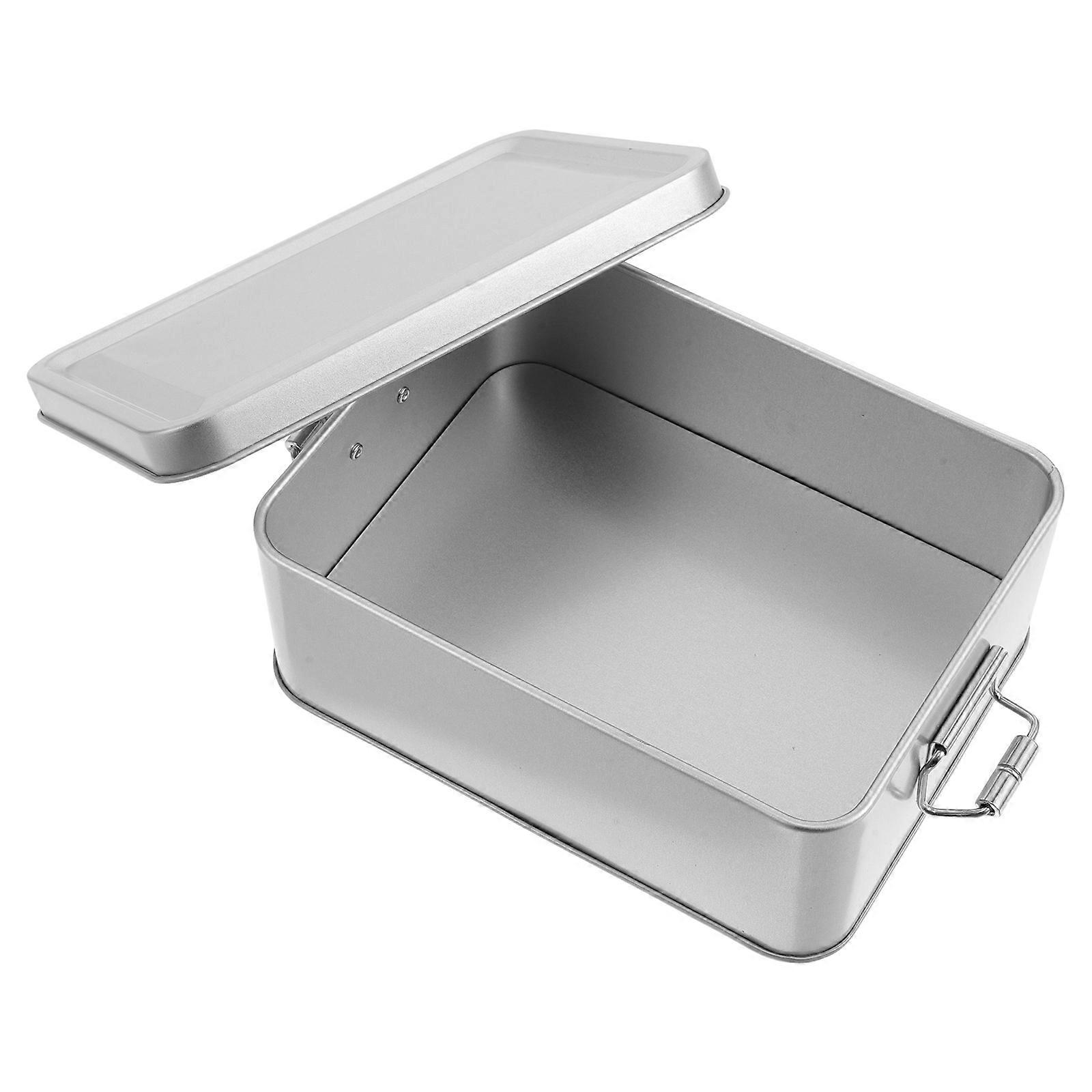 Silver Vintage Tinplate Storage Box for Cookie Storage 2Pcs Metal