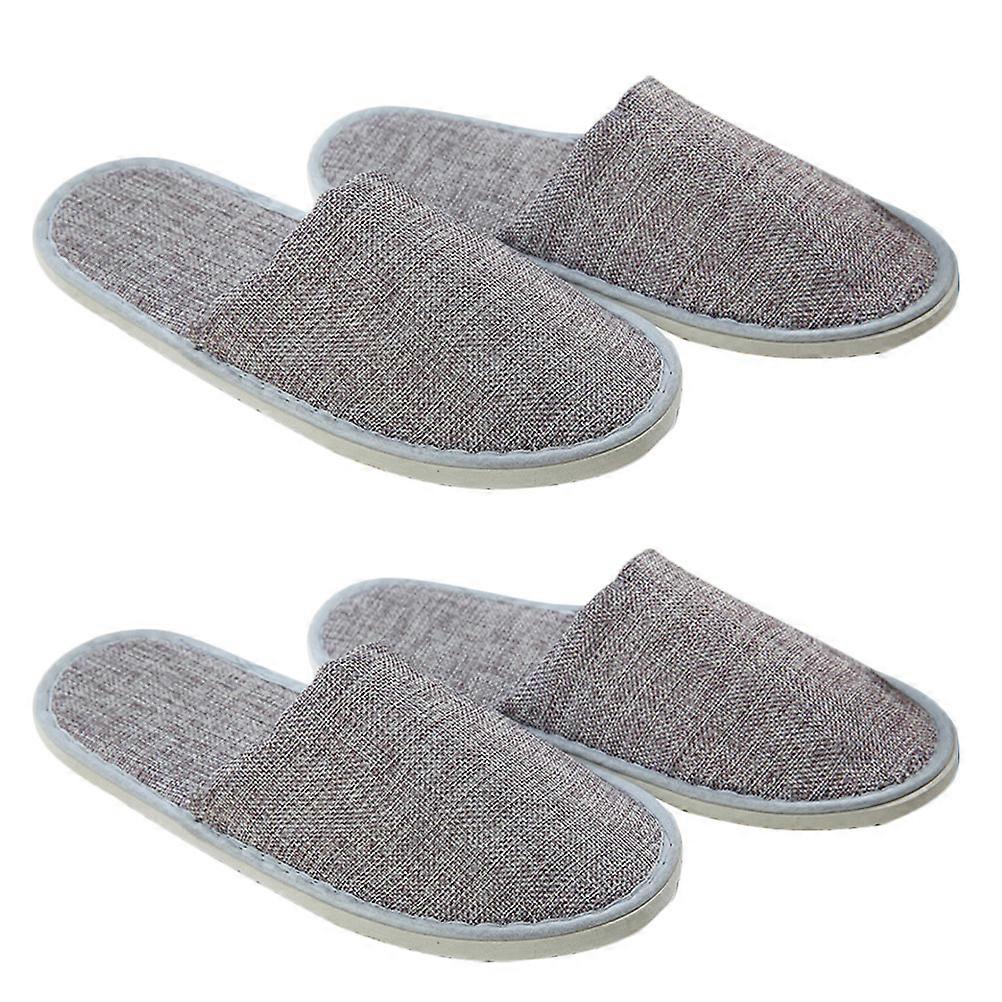 Cloth Disposable Slippers Grey Non-Skid Design for Wearing 4Pairs