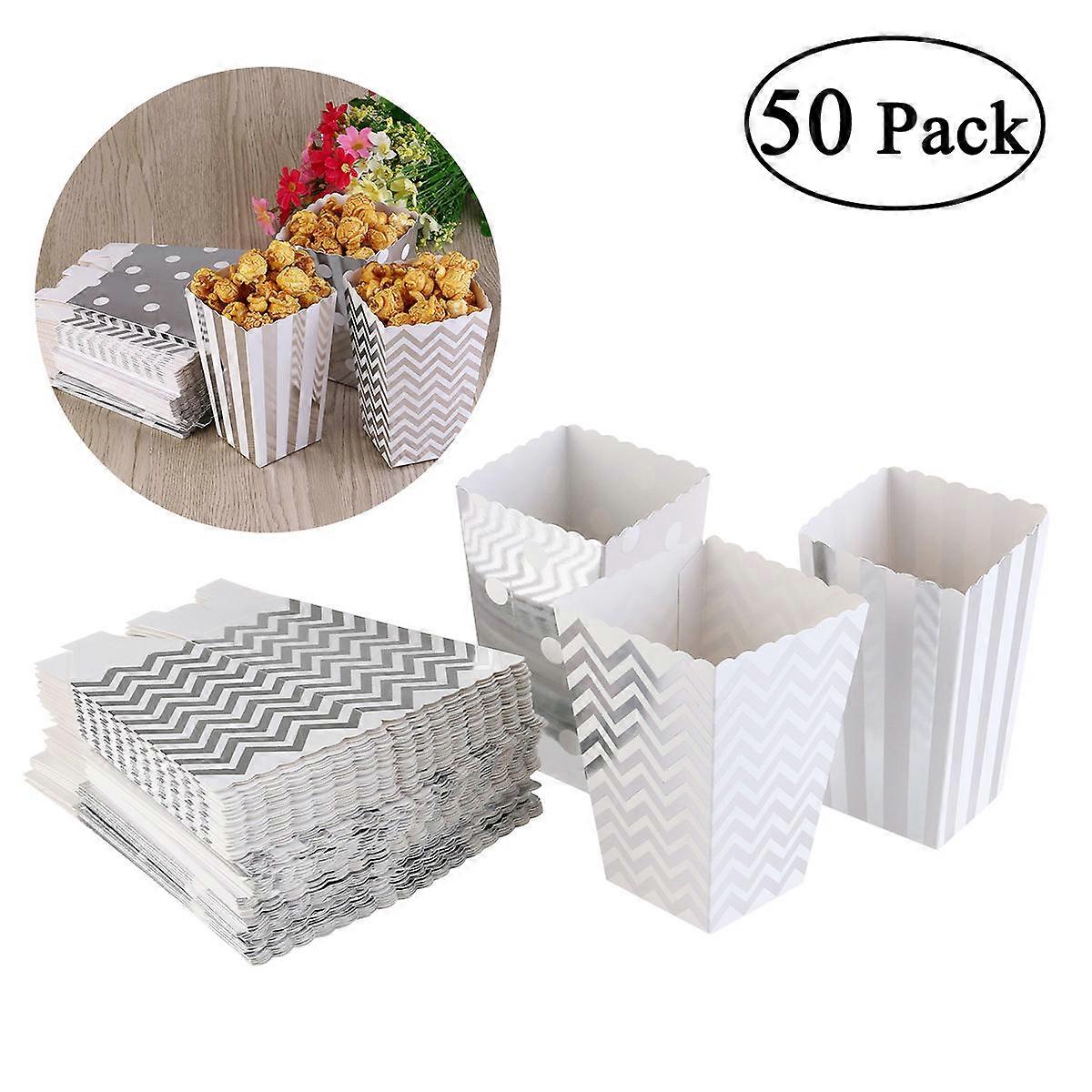 Party Candy Cartons Scalloped Popcorn Box for Treat Use 50Pcs