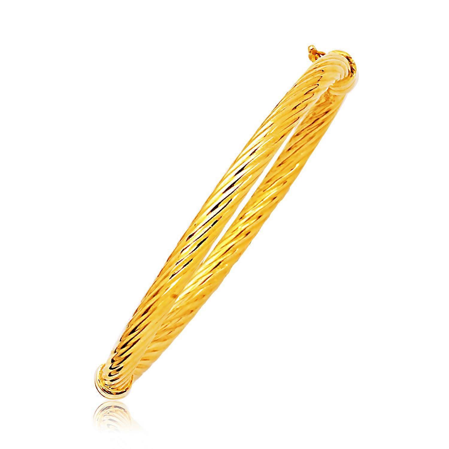 14k Yellow Gold Polished Cable Motif Bangle