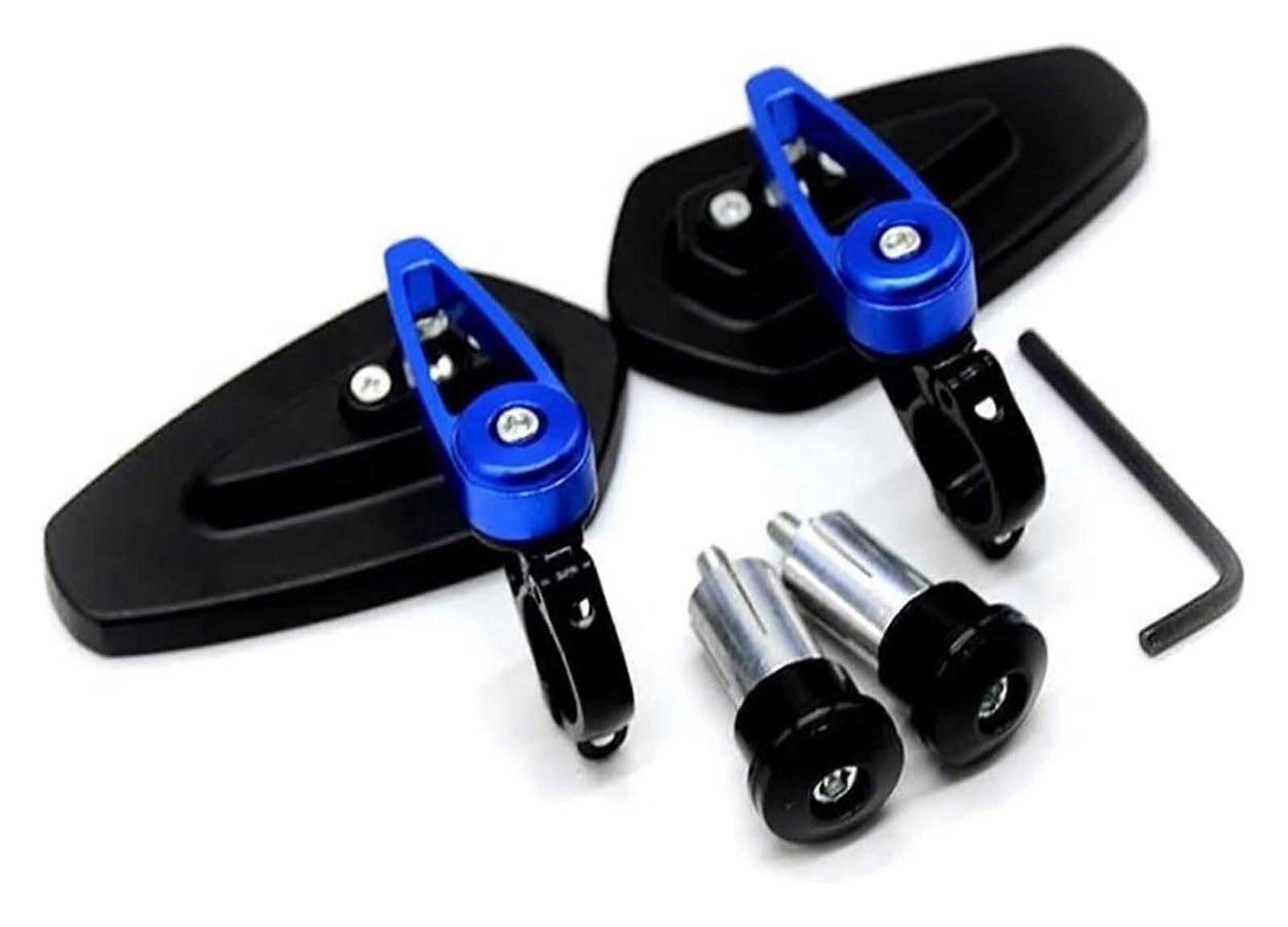 Motorcycle Rearview Mirror Universal, Handlebar And Rod End Mount, Reflector, Blue