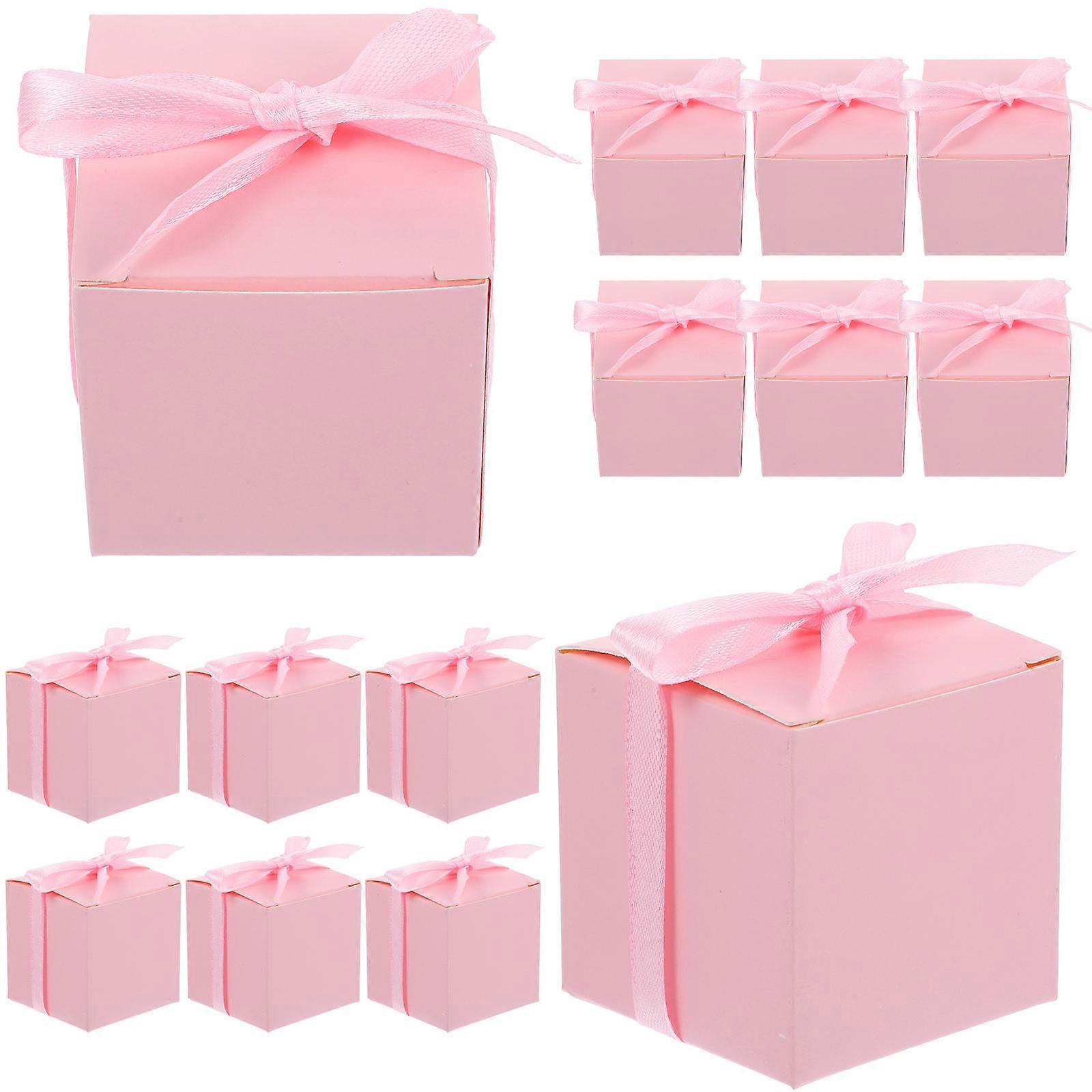Candy Packaging Box Small Kraft Paper Box for Christmas and Halloween Parties in Pink with Packaging Function 100 Sets