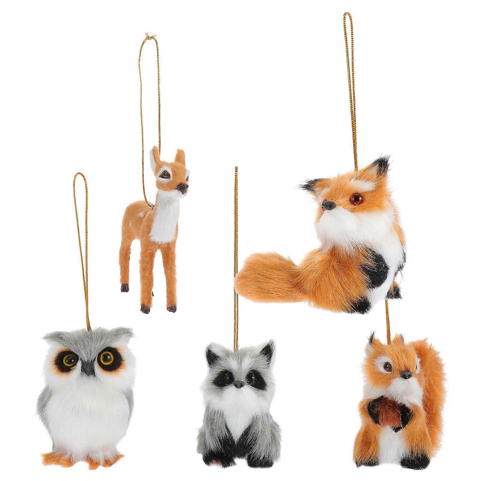Assorted Plush Animal Pendants for Decorative Use 10Pcs Christmas Ornaments