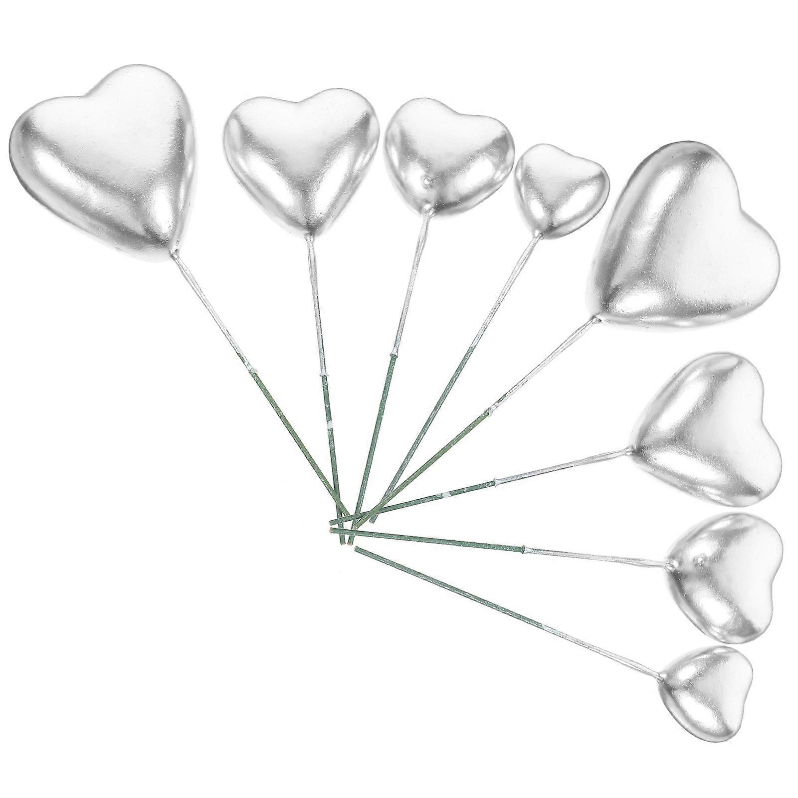 Silver Heart Cake Toppers for Party Decor 80Pcs Cupcake Picks Inserts