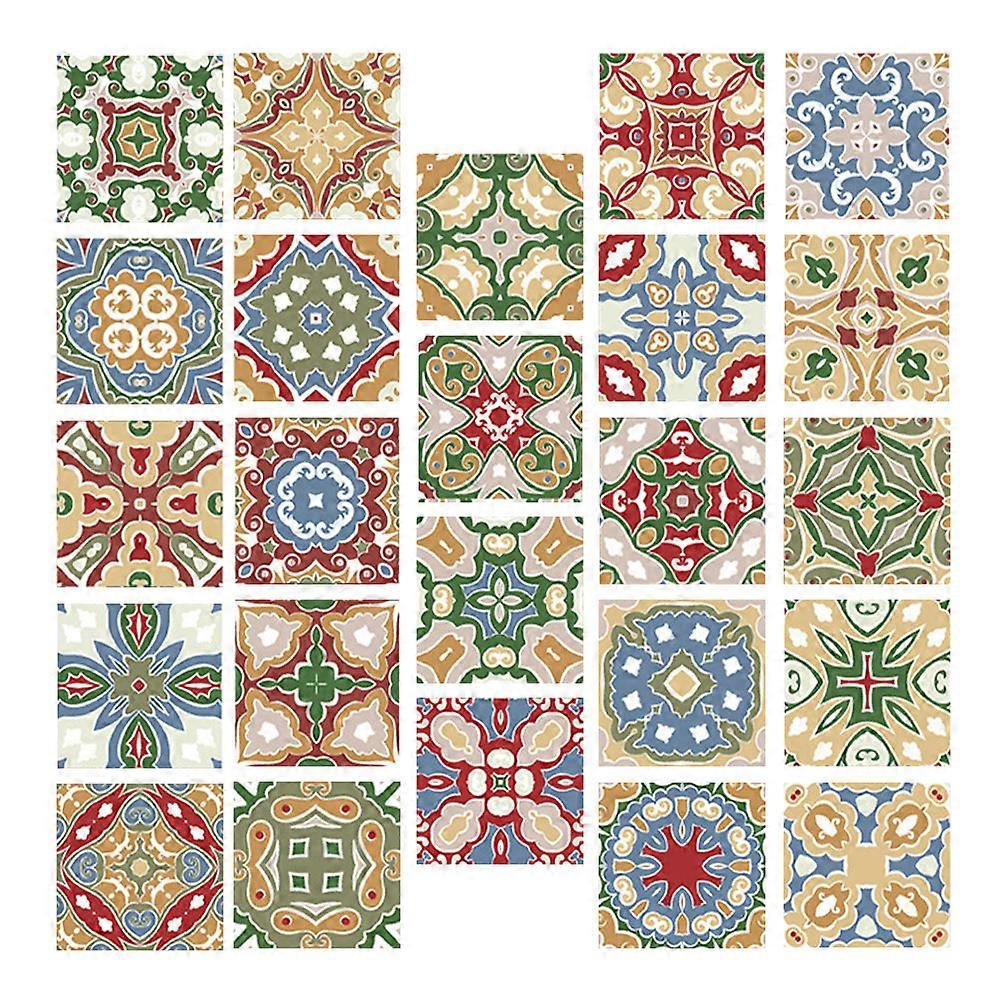 Tile Stickers PVC Peel and Stick for Decor 48Pcs Assorted Color Patterns