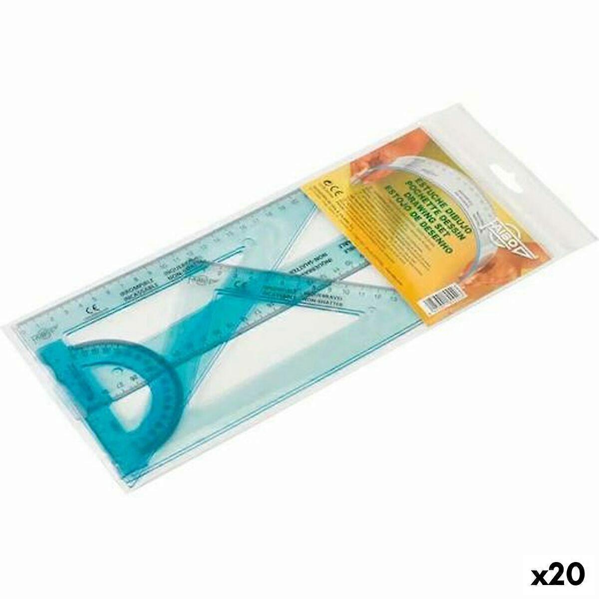 Geometry set Faibo Blue 4 Pieces (20 Units)