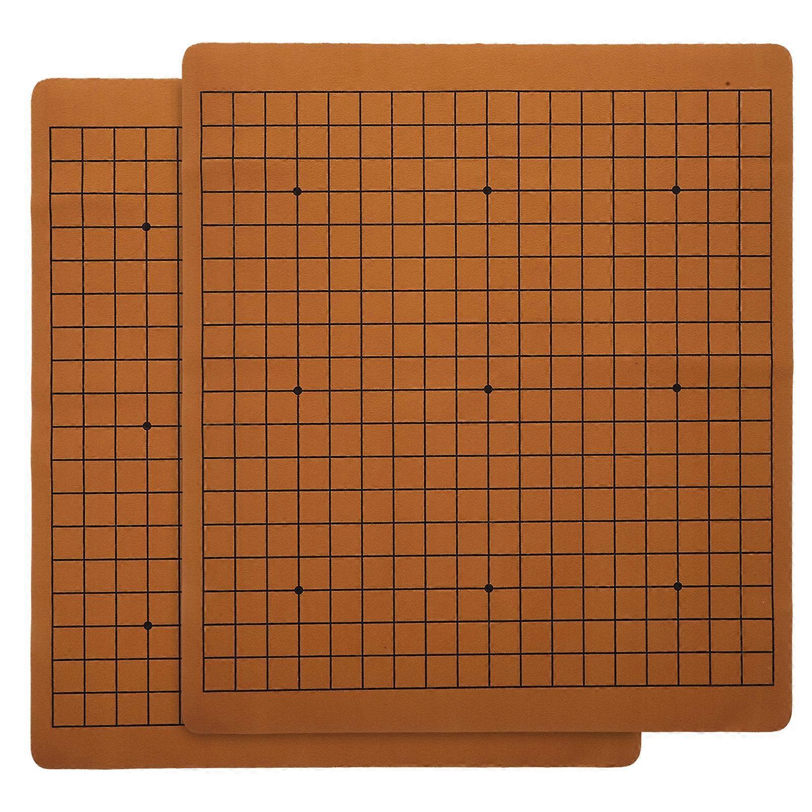 Portable Chessboard Foldable Gobang Board for Home Use 2Pcs Brown PU