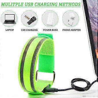 OUSITAI LED reflecterende armband, USB oplaadbare veiligheidslichtarmband, geschikt voor hardlopen, fietsen en wandelen (groen)