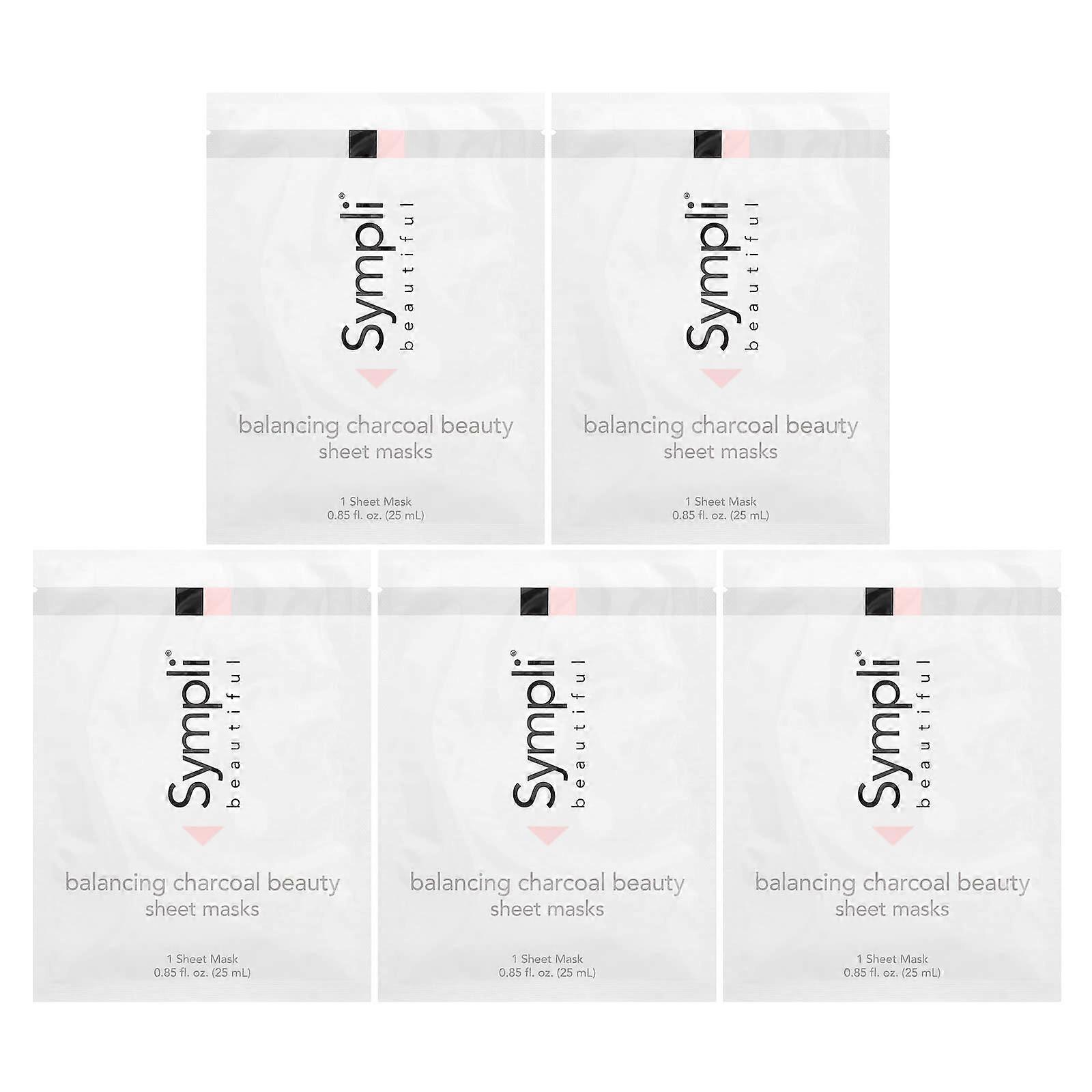 Balancing Charcoal Beauty Sheet Masks, 5 Sheet Masks, 0.85 fl oz (25 ml) Each