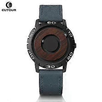 25-26 EUTOUR Relojes para adultos Relojes magnéticos 3D PVD Reloj de cuarzo de una pieza Relojes impermeables Correa de acero de resina/cuero Esfera negra
