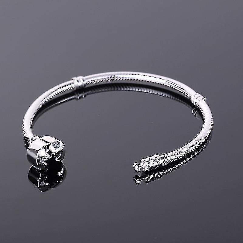 ブレスレットS925 DIYビーズソリッドシルバーチャームブレスレット16cm