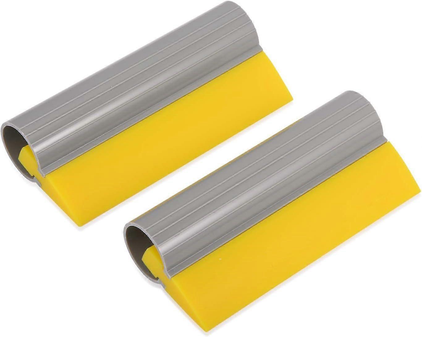 Set of 2 Yellow Rubber Squeegees 10cm Long for Car Window - Water Squeegees - Shower Squeegees with Round Non-Slip Handle -Versailles