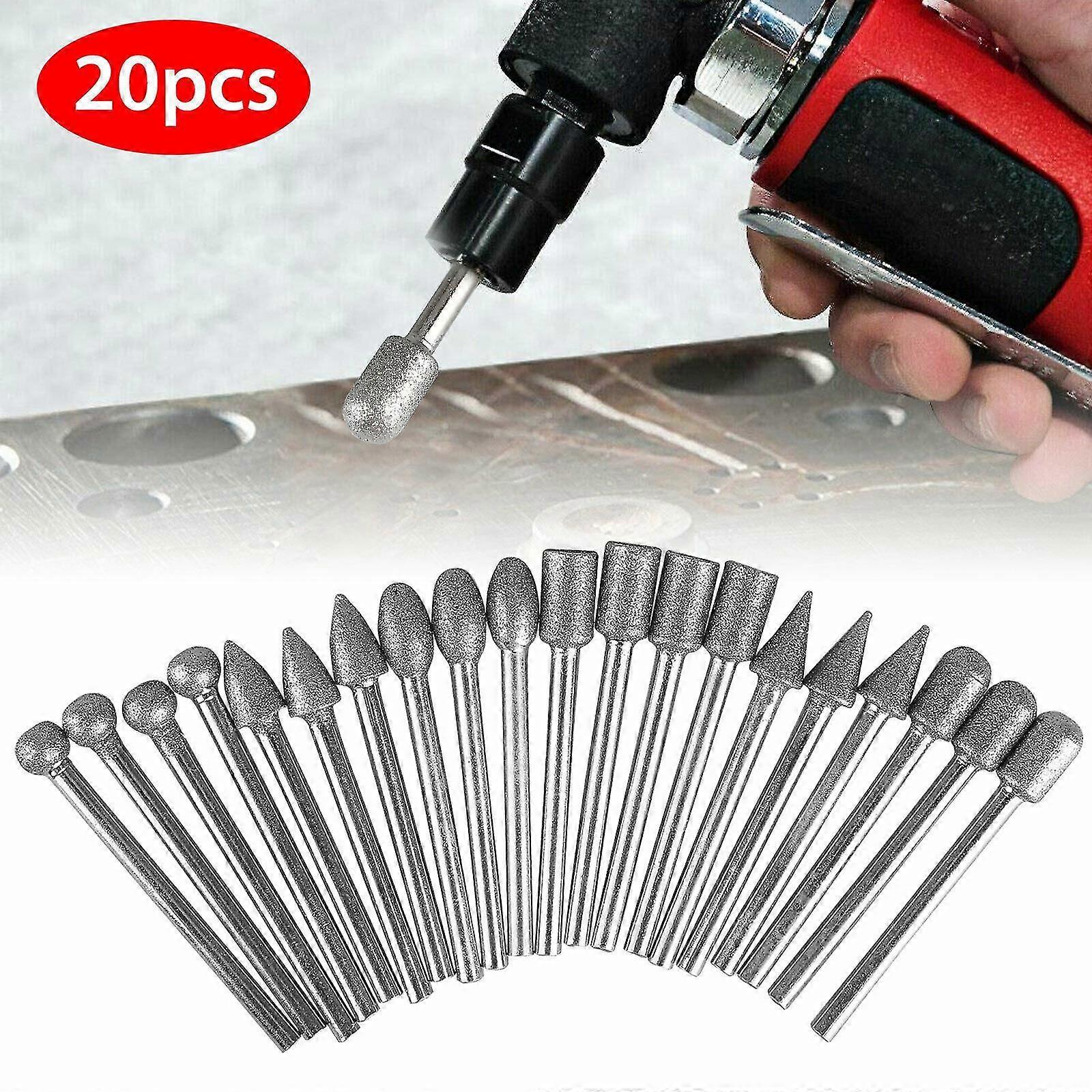 20pcs 120 الحصى الماس لدغ مجموعة الحفر بت مجموعة ل Dremel أداة طحن الروتاري