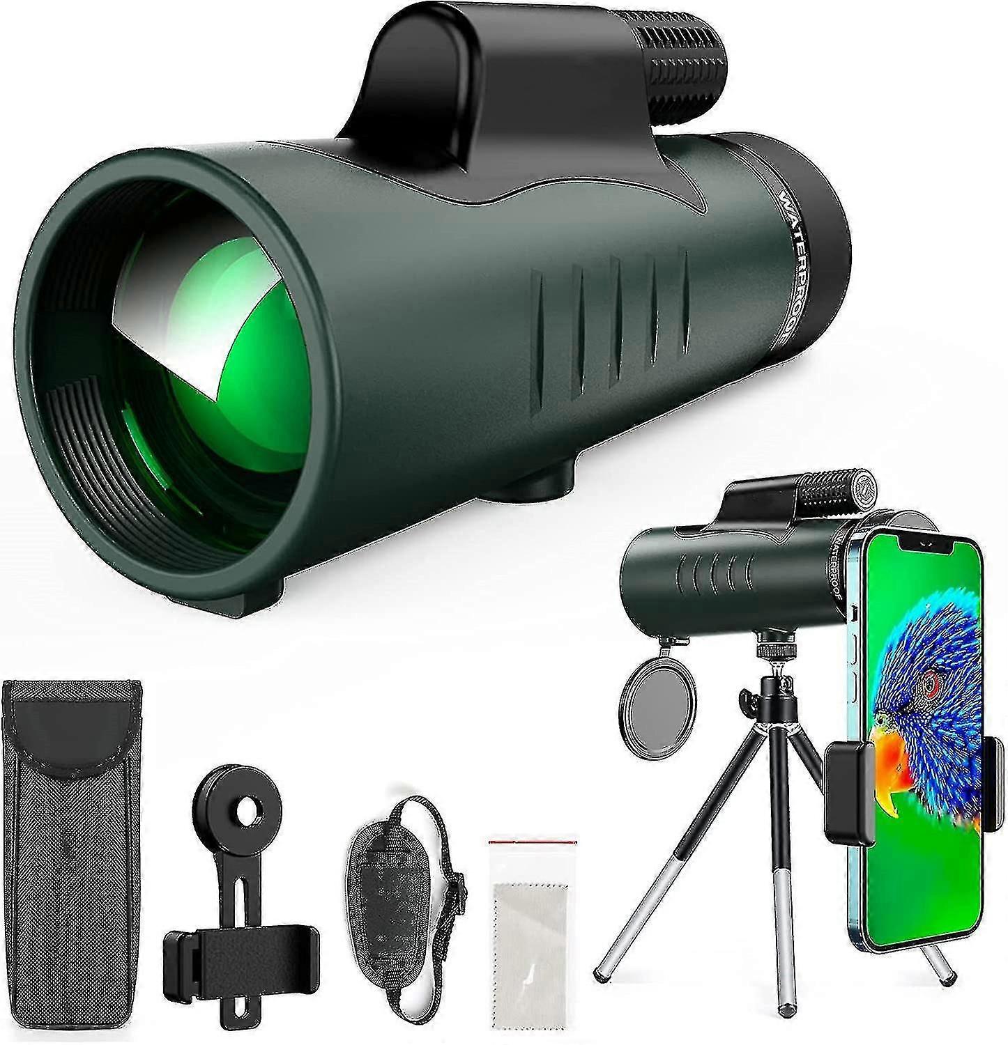 10 x 42 Hd 単眼単眼 - 携帯電話ホルダーと三脚付き - W