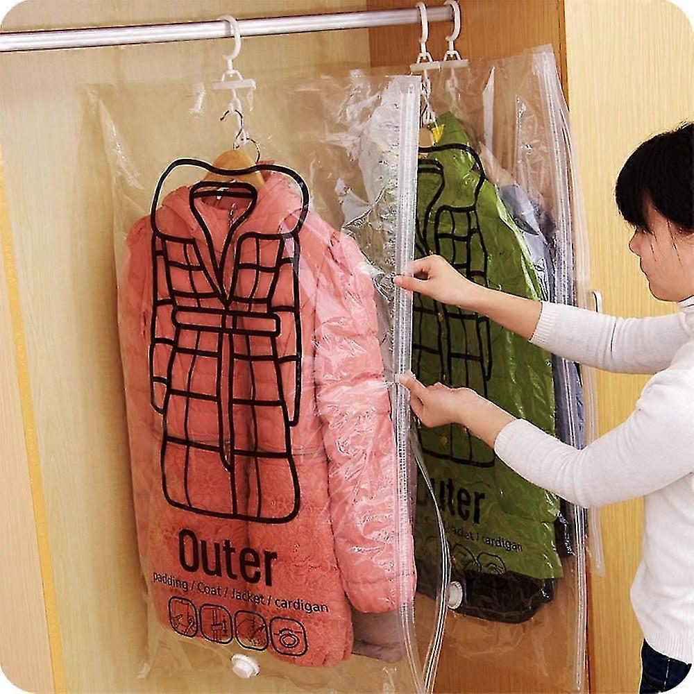 2 Pack Hanging Vacuum Compression Bag For Clothes, Coats, Jackets