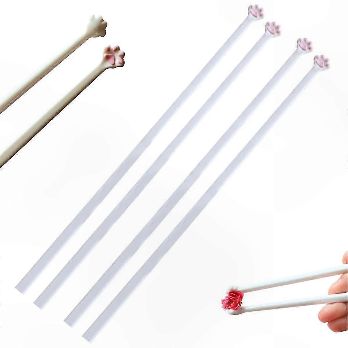 Cute Cat Paw Chopsticks, Reusable Non-Slip Pink Chopsticks with Paw Prints, Durable and Easy to Use Cat Claw Design for Adults