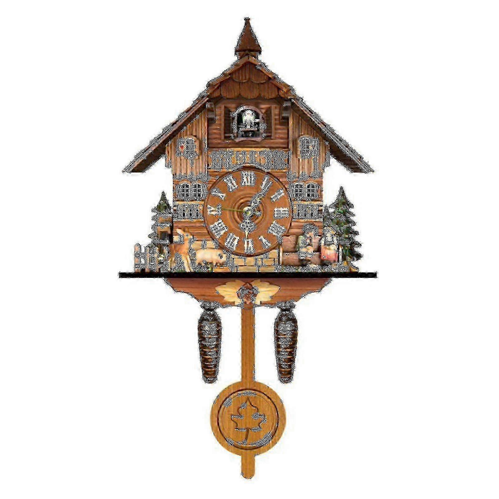 Wooden Wall Clock with Retro Nordic Style from Forest Noire - German-Style Cuckoo Clock E