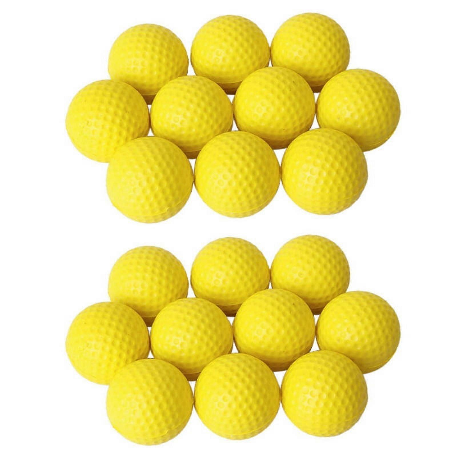20pcs Yellow Soft Elastic Indoor Practice PU Golf Ball