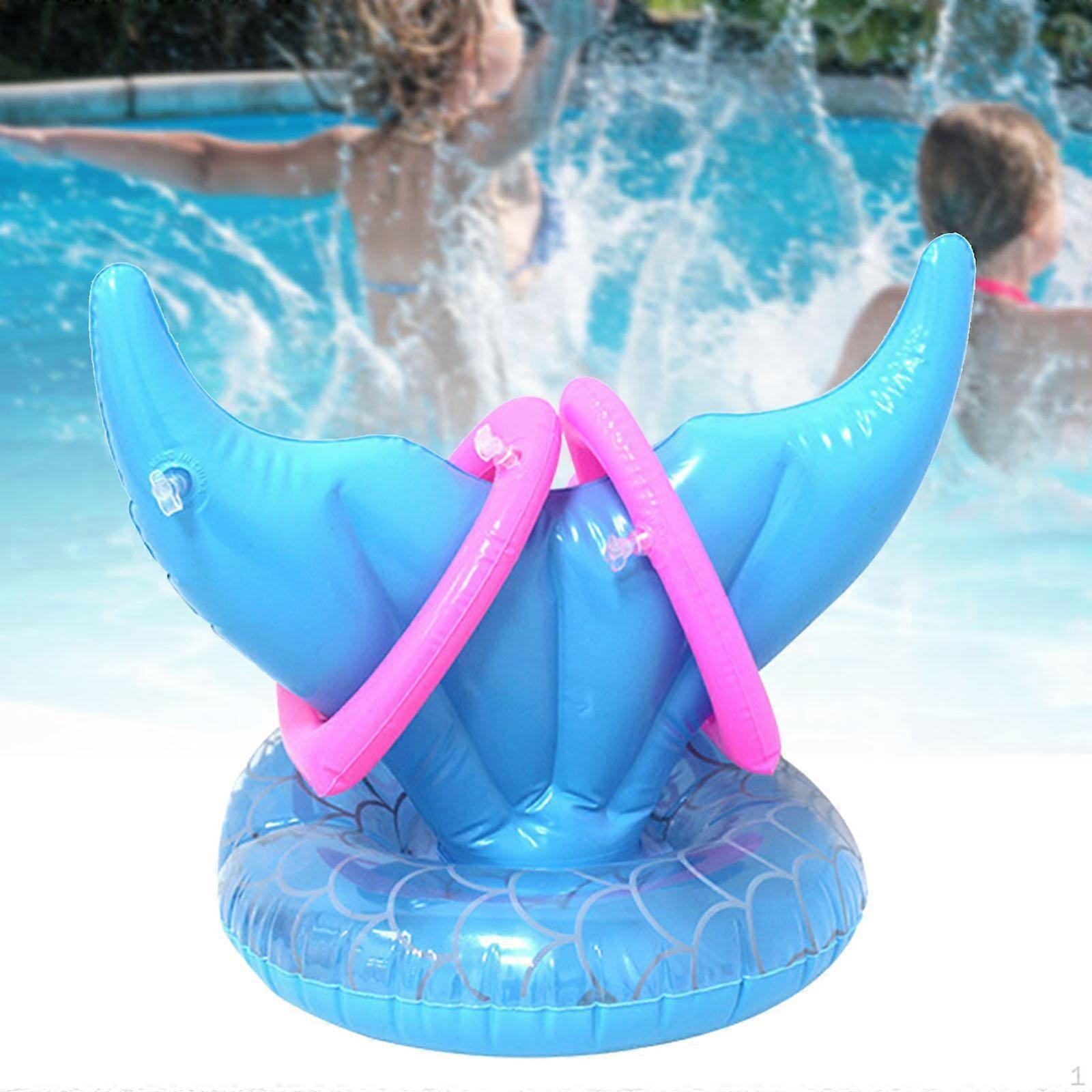 Inflatable Ring Toss Game Floating Sturdy Portable Summer Mermaid Tail for Backyard Beach