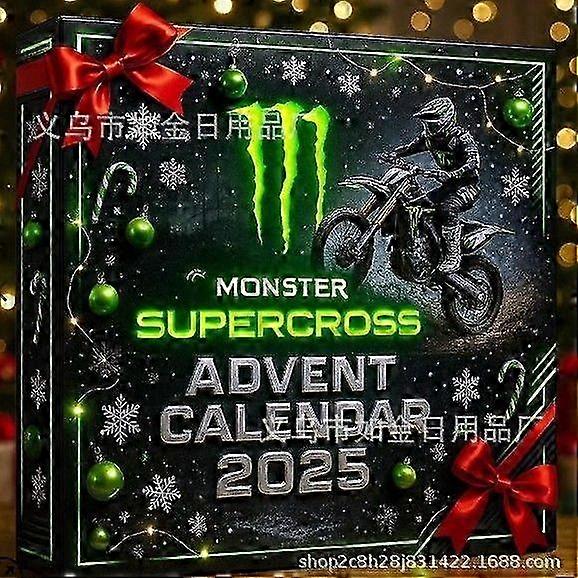 Ημερολόγιο Motocross Advent 2025 - Δώρο αντίστροφης μέτρησης 24 ημερών για τα Χριστούγεννα, Μοναδικό δώρο για λάτρεις και αναβάτες Motocross, 2D ακρυλικό στολίδι μοτοσικλέτας