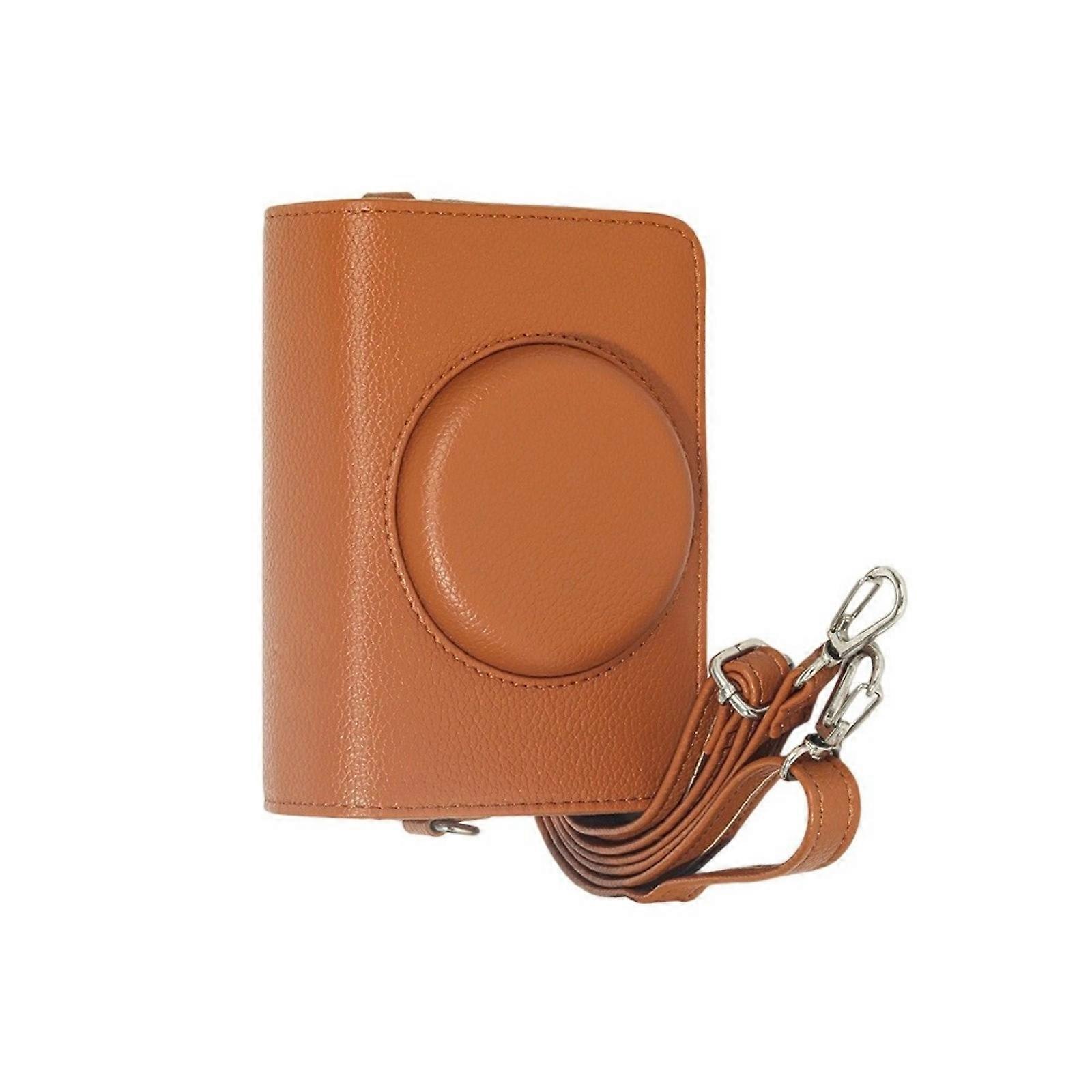 Multifuntional Shock Absorbing Camera Storage Case Leather Texture Suitable for C210R Camera Easy Cleaning Surfaces  brown