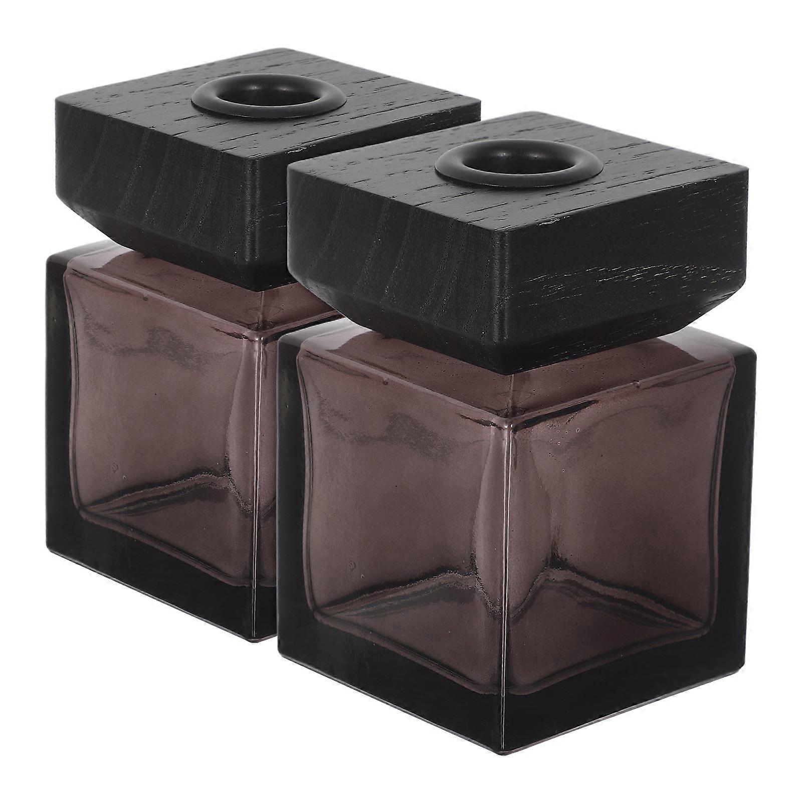 Refillable Glass Diffuser Bottle for Essential Oil 2Pcs Square Jar