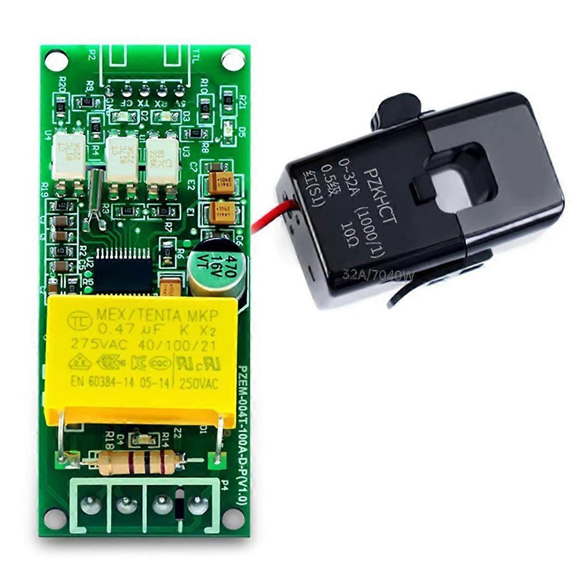 PZEM-004T AC Digital Voltmeter Ammeter Wattmeter Power Frequency Test Module TTL Serial Pin Array Ve