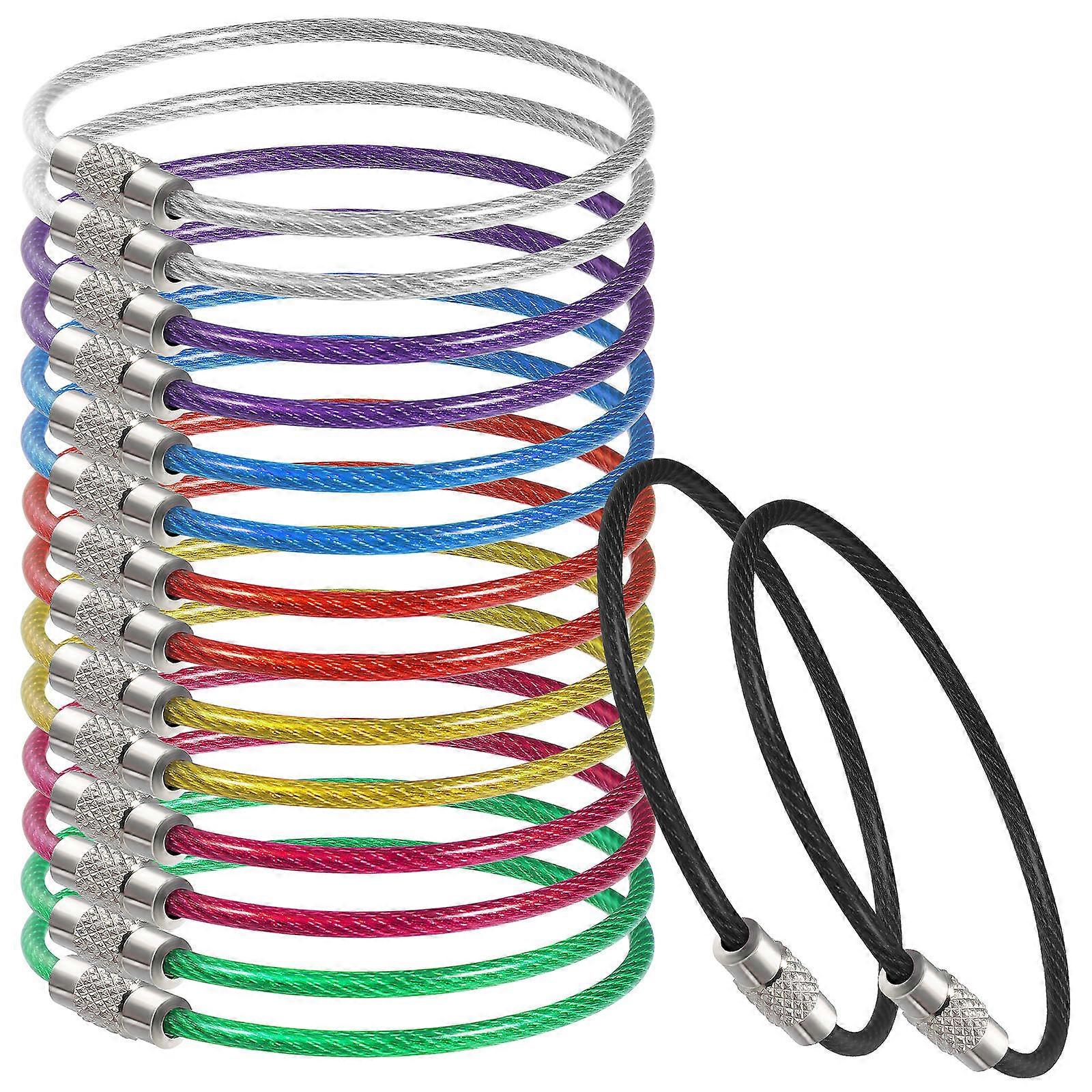 16 stk Bag Tag Loops Wire nøkkelring kabel kabel nøkkelring Ring Bagasje Tag Loops Nøkkelring Loop Stor nøkkelring ring