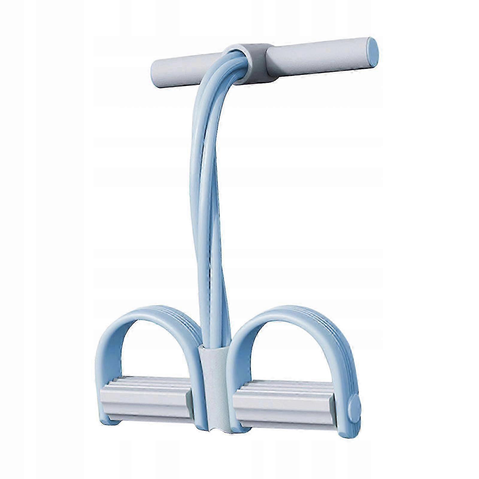 Exercise Device With Resistance Band For Pulling Down Pedals. Seated Pull Rope, 4 Tension Tubes, Blue