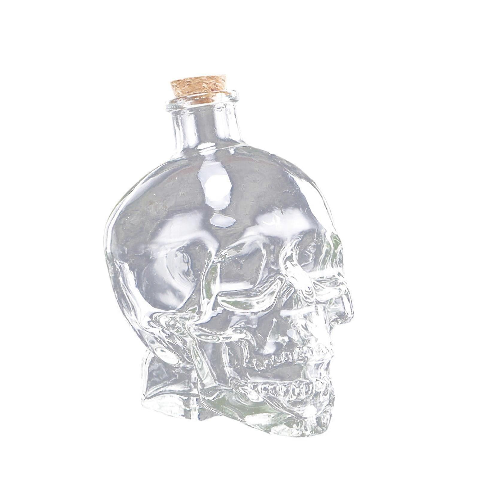 Skeleton Head Bottle Creative Dispenser Glass Cup Sealed Storage Self Brewing Bottle