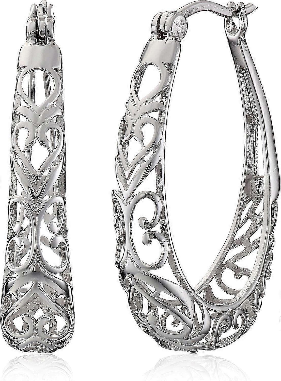 Sterling Silver Filigree Hoop Earrings