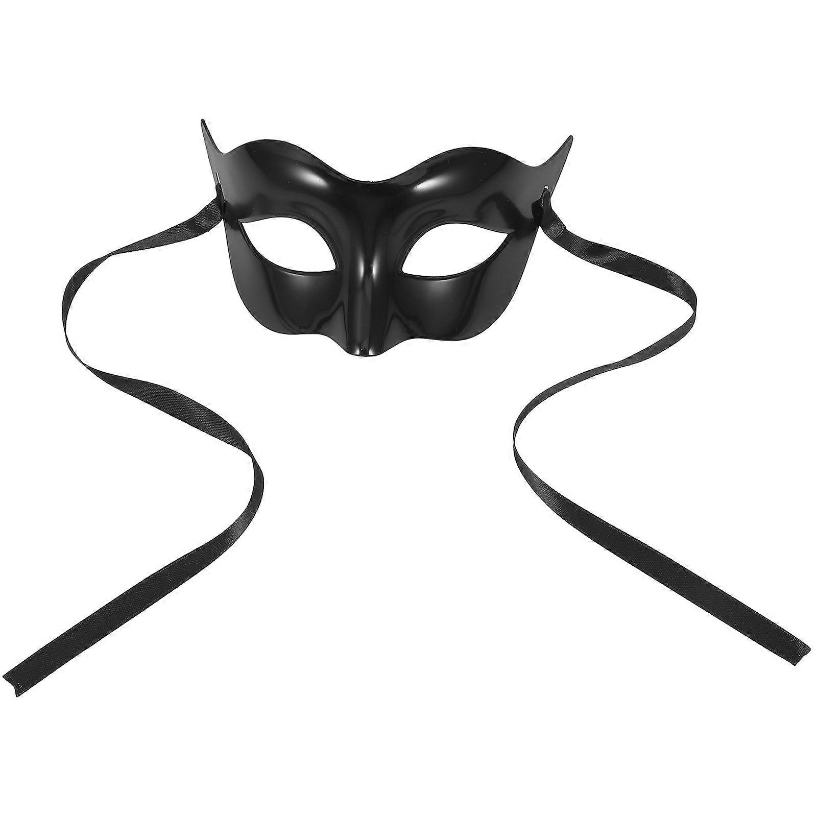 Masquerade Half Mask For Men Cosplay Black Solid Color Halloween Party 1Pack