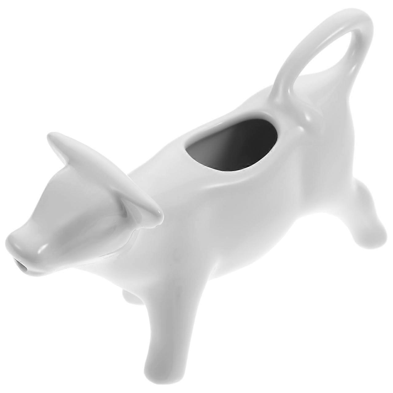 Ceramic Milk Jug with Precision Pour Spout, Cow Shaped Creamer Pitcher for Coffee and Latte Art