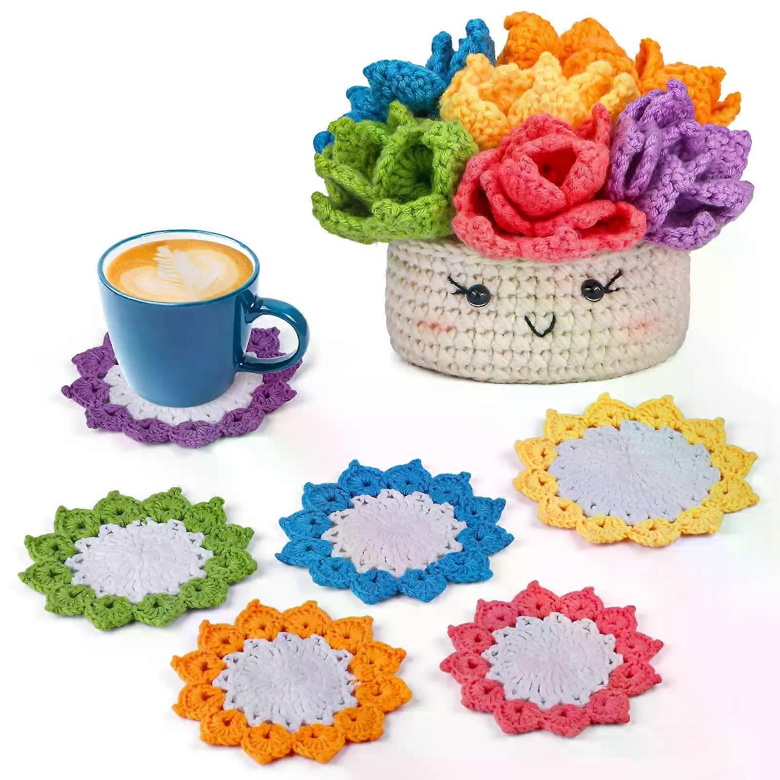 Fenrry Crochet Kit for Beginners Potted Plant Coasters with Step-by-Step Video Tutorials Crochet Hooks